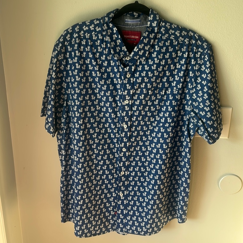 Navy button up
